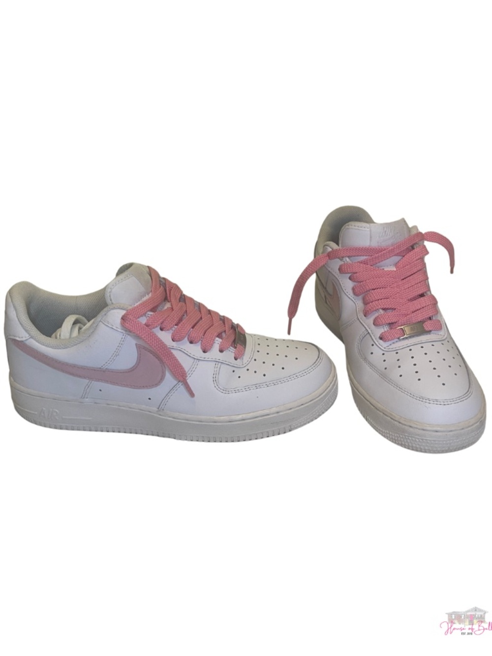 Nike Air Force 1 '07 Low White Light Pink Custom Lace AF1 Men's 9.5 / Women's 11